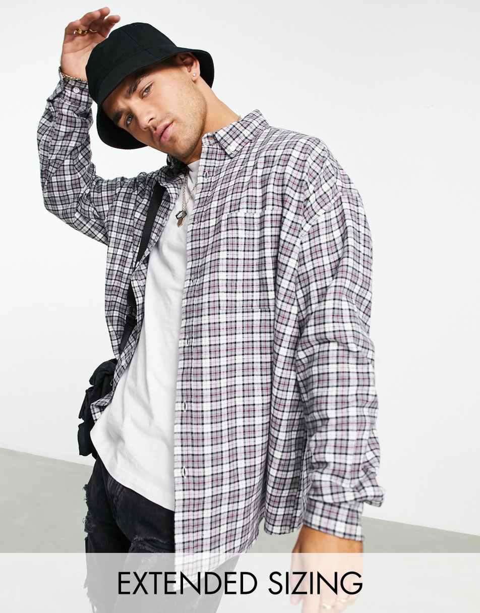 ASOS DESIGN extreme oversized shirt in grey vintage inspired dad check