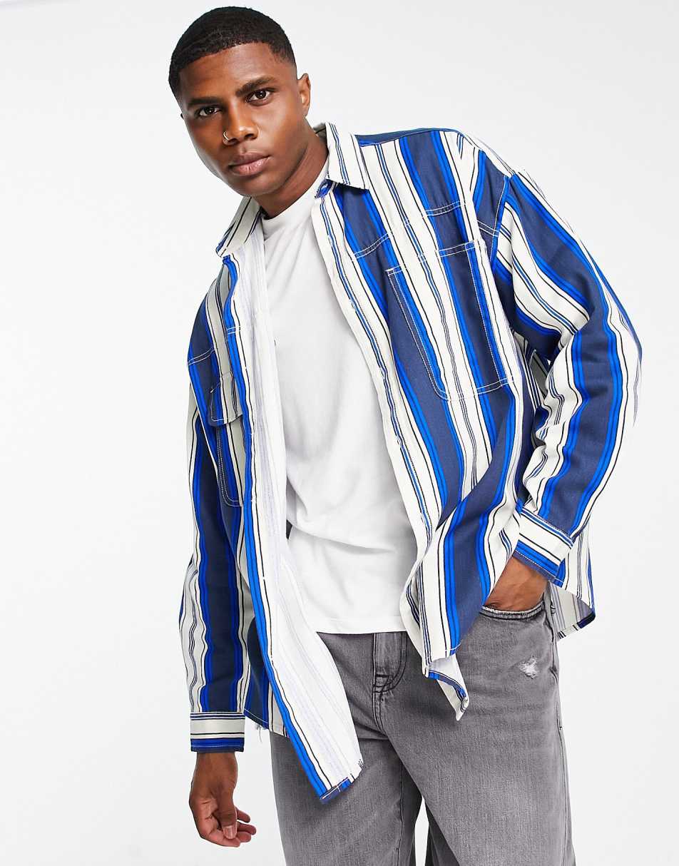ASOS DESIGN extreme oversized shirt in vintage style stripe