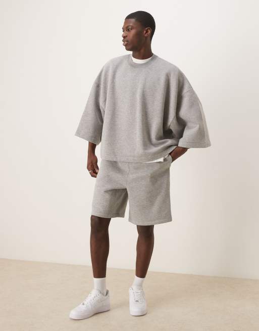 ASOS DESIGN extreme oversized co-ord short sleeve sweatshirt in grey marl