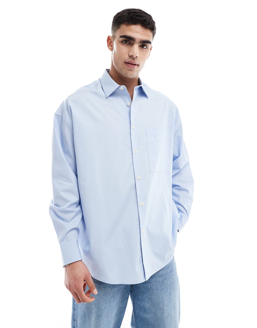 Asos Design Extreme Oversized Smart Shirt In Workwear Blue