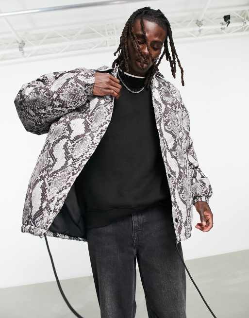 ASOS DESIGN extreme oversized snake print coach jacket | ASOS