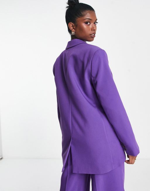 Topshop oversized zip through jacket in purple