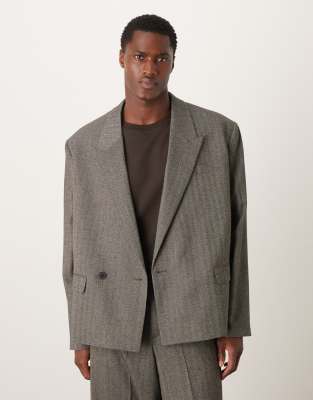 ASOS DESIGN extreme oversized suit jacket in grey herringbone