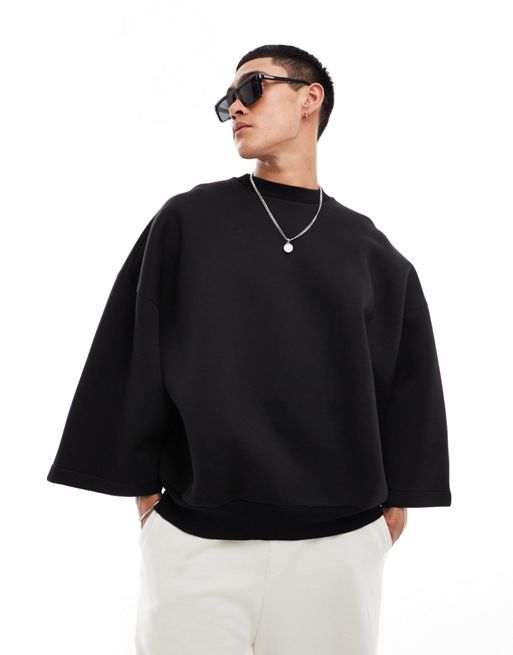 FhyzicsShops DESIGN extreme oversized Kort sweatshirt in black