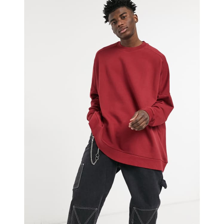 ASOS DESIGN extreme oversized sweatshirt in burgundy