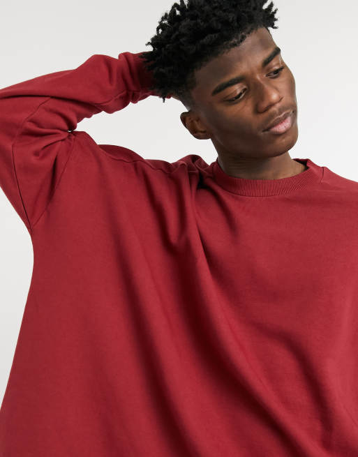 ASOS DESIGN extreme oversized sweatshirt in burgundy | ASOS