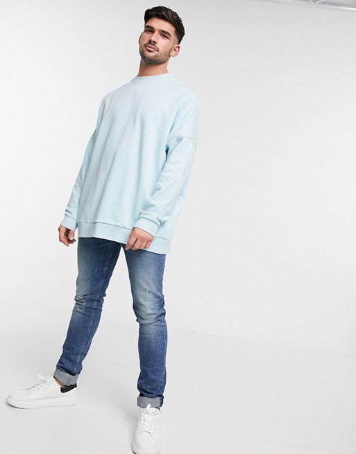 ASOS DESIGN extreme oversized sweatshirt in pastel blue