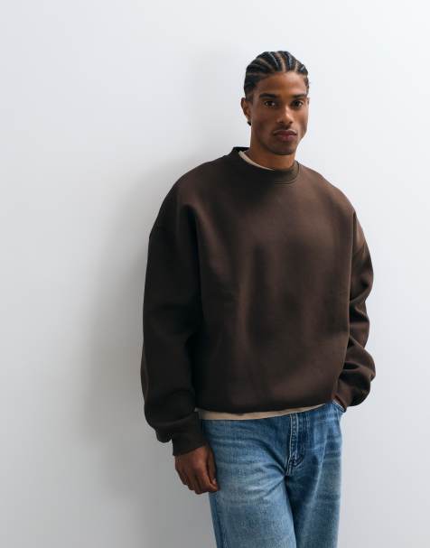ASOS DESIGN extreme oversized sweatshirt in scuba-style fabric in brown - view 1