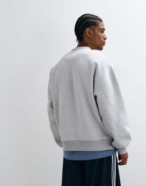 ASOS DESIGN extreme oversized sweatshirt in scuba-style fabric in grey marl, 4 of 5