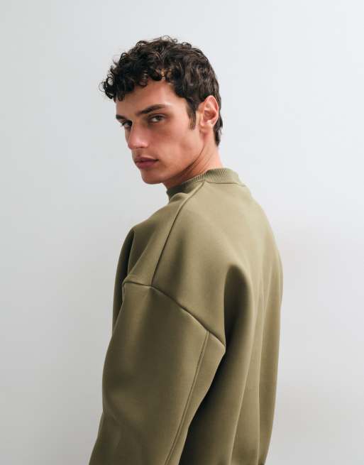 ASOS DESIGN extreme oversized sweatshirt in scuba-style fabric in khaki, 2 of 5