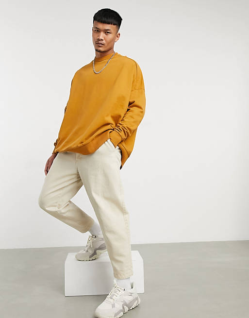 ASOS DESIGN extreme oversized sweatshirt in washed yellow