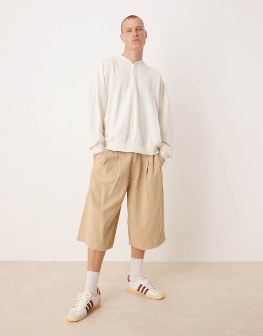 ASOS DESIGN extreme oversized sweatshirt with button-up collar in white, 3 of 4
