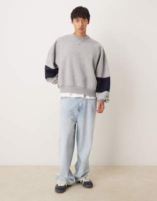 Asos Design Extreme Oversized Sweatshirt With Panel Sleeve Details In Gray