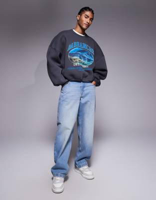 Asos Design Extreme Oversized Sweatshirt With Print In Multi