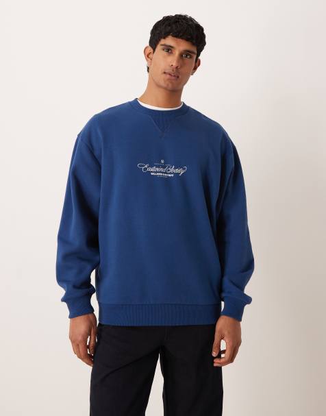 ASOS DESIGN extreme oversized sweatshirt with print in navy - view 1