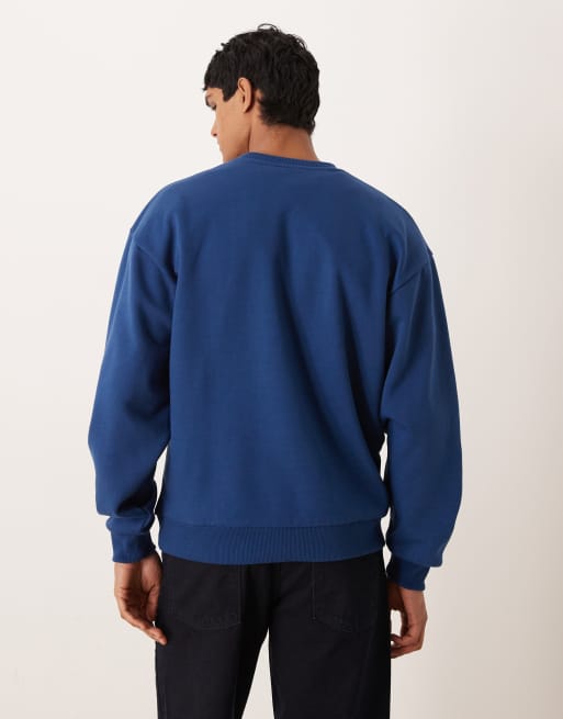 ASOS DESIGN extreme oversized sweatshirt with print in navy, 3 of 5
