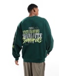 [ASOS DESIGN] ASOS DESIGN extreme oversized sweatshirt with racing prints in dark green M Pine grove