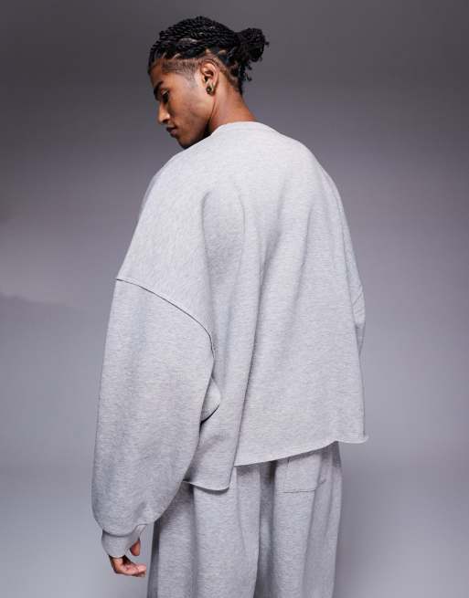ASOS DESIGN – Bluza o fasonie extreme oversize z surowym wykończeniem w szarym melanżowym kolorze, część zestawu