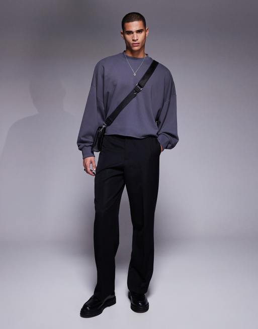 ASOS DESIGN extreme oversized sweatshirt with raw hem in charcoal