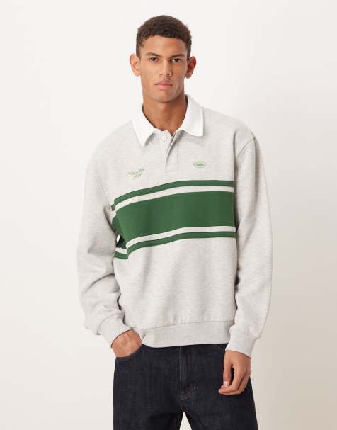 ASOS DESIGN extreme oversized sweatshirt with striped print in heathered white - view 1