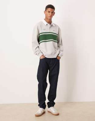 Asos Design Extreme Oversized Sweatshirt With Striped Print In Gray