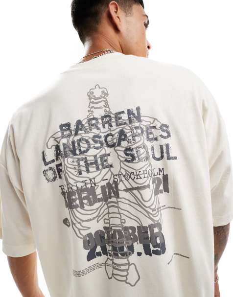 ASOS DESIGN extreme oversized t-shirt in off white with back  print - view 1