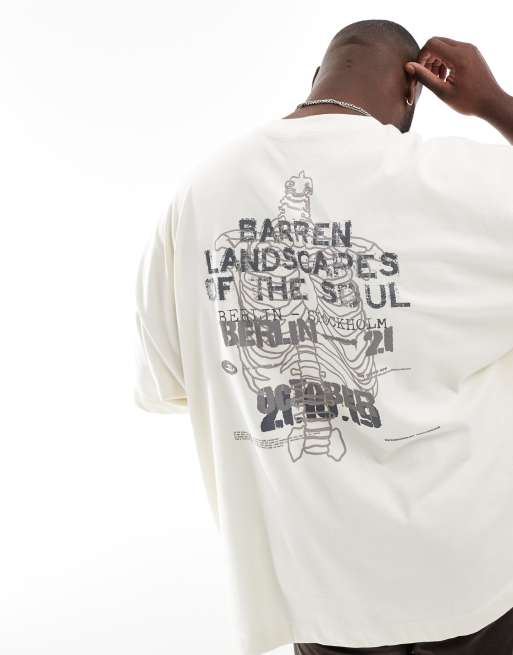 洋書 Great T-Shirt Graphics ASOS DESIGN extreme oversized t-shirt in off white with back