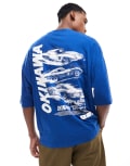 [ASOS DESIGN] ASOS DESIGN extreme oversized t-shirt with car chest and back print in blue XS BLUE