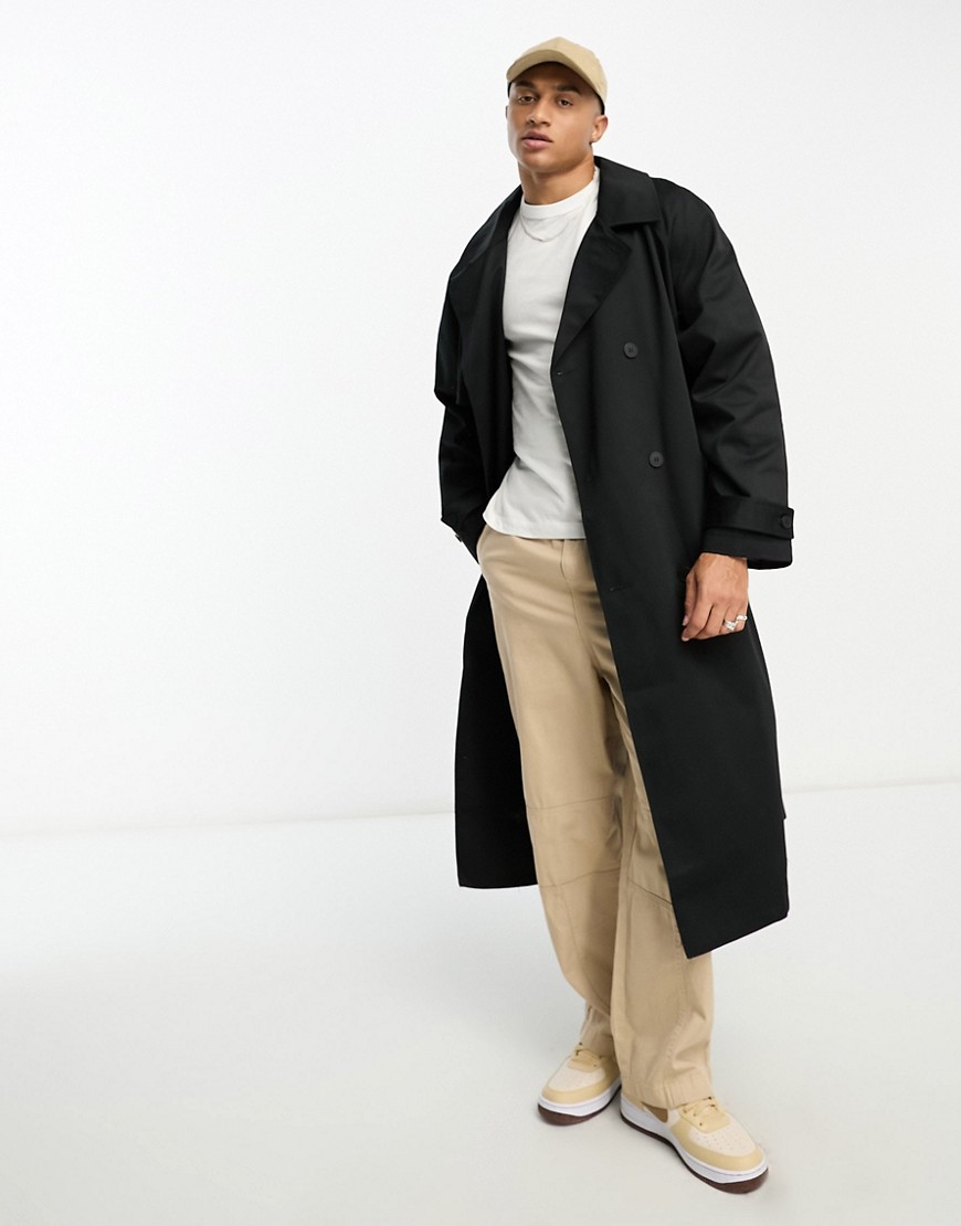 extreme oversized trench coat in black