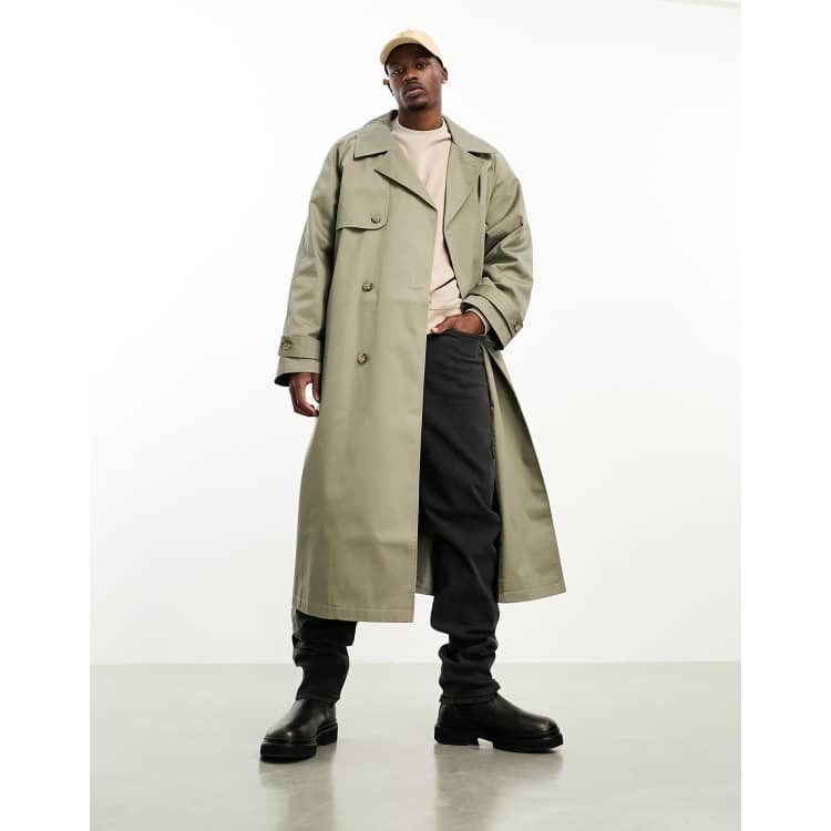 ASOS DESIGN extreme oversized trench coat in khaki