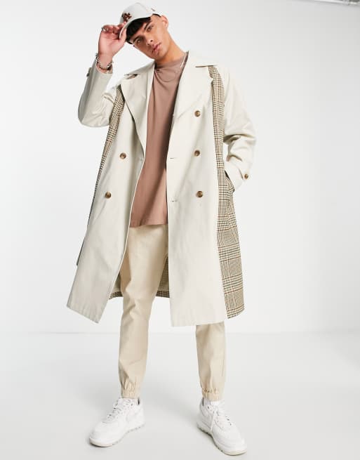 Stone Panel Detail Belted Trench Coat