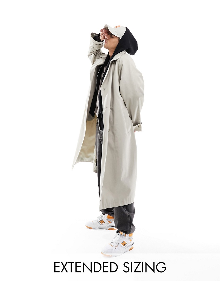 extreme oversized trench coat in stone-Neutral