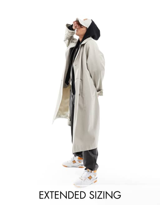 ASOS DESIGN extreme oversized trench coat in stone