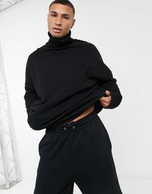 ASOS DESIGN short sleeve turtleneck sweatshirt in black