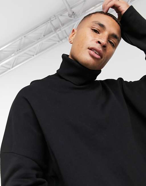 ASOS DESIGN extreme oversized turtleneck sweatshirt in black ASOS DESIGN extreme oversized turtleneck sweatshirt in black