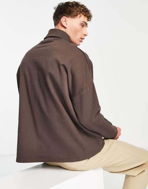 ASOS DESIGN extreme oversized turtleneck sweatshirt in brown, 3 of 4