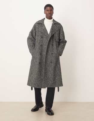 Asos Design Extreme Oversized Wool Look Overcoat In Gray