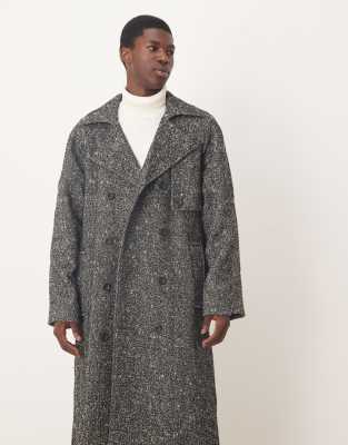 Asos Design Extreme Oversized Wool Look Overcoat In Gray