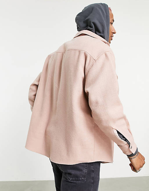  extreme oversized wool mix shirt in pink 