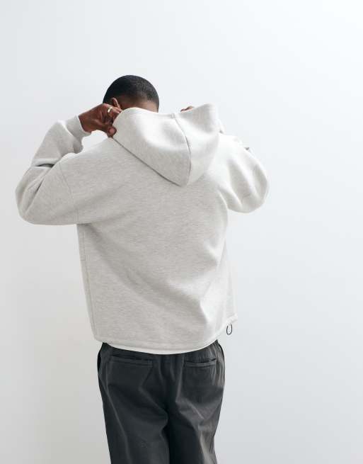ASOS DESIGN extreme oversized zip-through hoodie in grey marl scuba-style fabric, 3 of 5