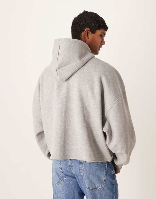 ASOS DESIGN extreme oversized zip through hoodie in grey marl, 3 of 5