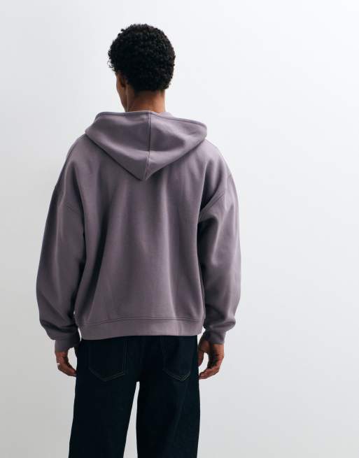 ASOS DESIGN extreme oversized zip through hoodie with side seam pockets in gray, 5 of 10