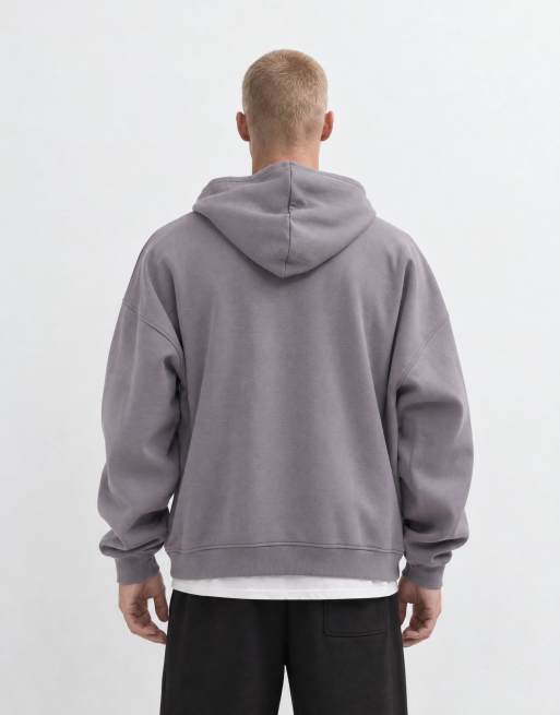 ASOS DESIGN extreme oversized zip through hoodie with side seam pockets in gray, 9 of 10