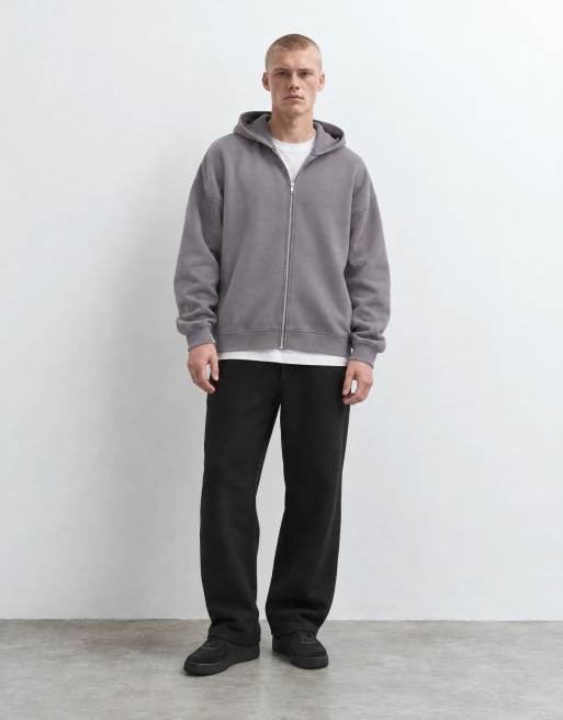 ASOS DESIGN extreme oversized zip through hoodie with side seam pockets in grey, 7 of 10