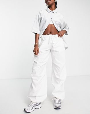 ASOS DESIGN extreme parachute trousers in white