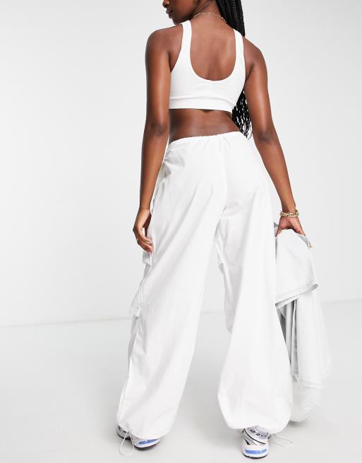 ASOS DESIGN extreme parachute trousers in white, 2 of 4