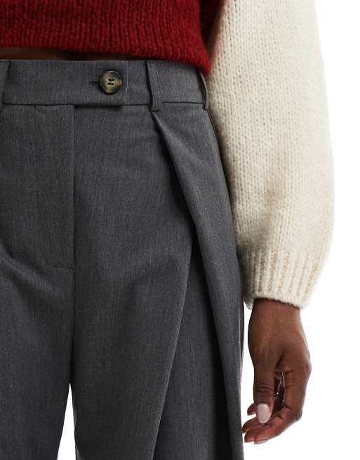 ASOS DESIGN extreme pleat high waist wide leg pants in dark gray