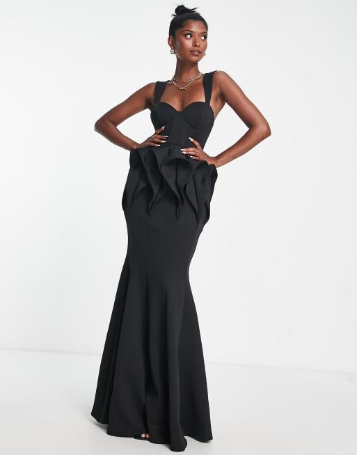 ASOS DESIGN extreme pleated hip maxi dress in black