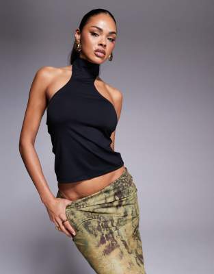 Asos Design Extreme Racer Top With High Neck