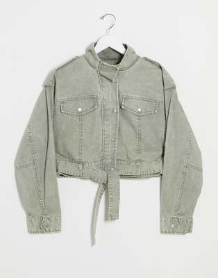 sage green denim jacket
